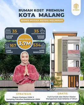 Dijual Kost Premium Kota Malang 35 Kamar Tidur Depan Kampus UMM
