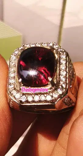 Cincin Batu  Red Garnet Top luster-Batu Red Garnet Crystal top luster