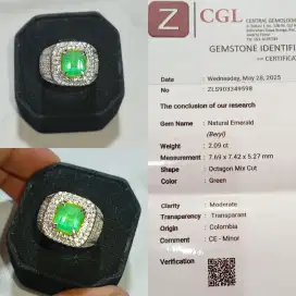 Zamrud Colombia 2.09 ct minor sertifikat CGL