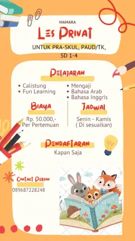 Les Private Pra Sekolah, TK-PAUD, SD 1-3