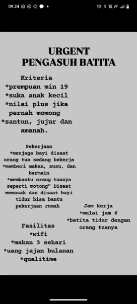PENGASUH ANAK KECIL