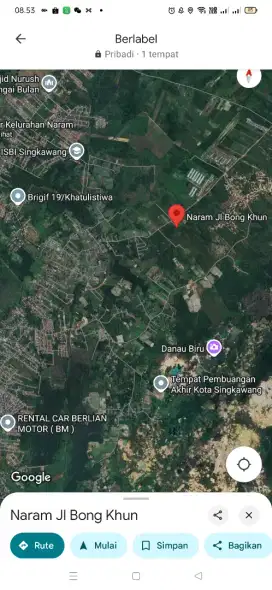 Di jual bu sebidang tanah di jl bong khun desa/kel naram