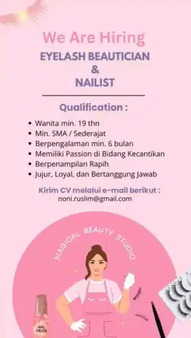 Dicari Karyawan Eyelash dan Nailart