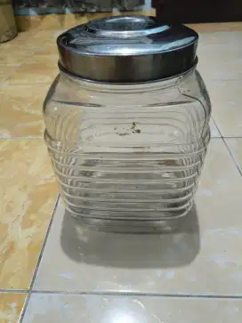 Toples kaca/kerupuk /snack merk dlx glass sangat teball 8L  bwt usaha