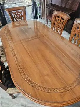 MEJA MAKAN KAYU JATI 6 KURSI