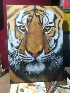 Lukisan kanvas cat minyak 70x50cm dijual tanpa bingkai harga bisa nego
