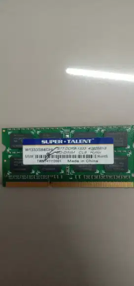 Memori sodimm ddr3 1333 4gb super talent