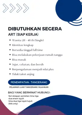 DIBUTUHKAN ART SEGERA (MENGINAP)