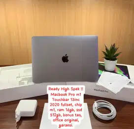 MACBOOK PRO M1 TOUCHBAR 13 INC FULLSET !! SPEK TINGGI, MULUS.