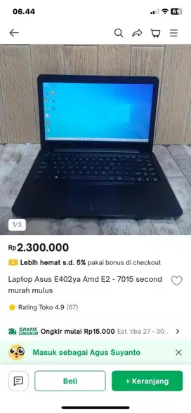 Jual LAPTOP ASUS SECOND MULUS