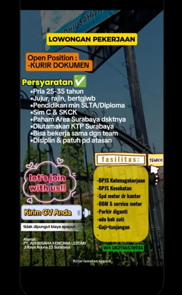 Dicari Kurir kirim dokumen