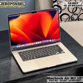MACBOOK AIR M3 15” 8/512GB STARLIGHT IBOX CC 18 BH 100% GARANSI PJG