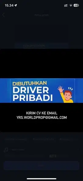 Dibutuhkan Driver Supir Mobil Pribadi