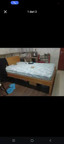Dijual ranjang kayu jati + springbed
