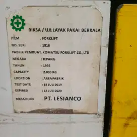 Forklift 2 Ton tahun 1995