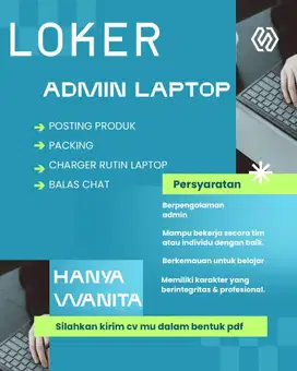 Loker admin laptop wanita utamakan berpengalaman