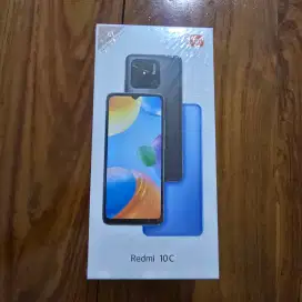 Xiaomi Redmi 10C hitam mulus, tempered glass, casing, dus lengkap