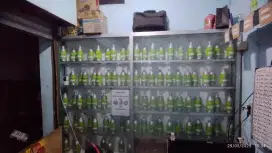 Etalase parfum+ etalase konter + pendeteksi uang palsu+ led berjalan