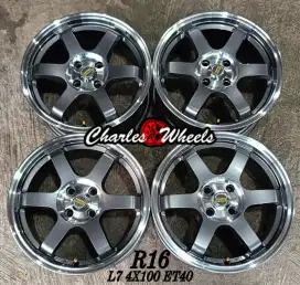 Jual velg te37 r16 4x100 jazz brio agya ayla yaris dll