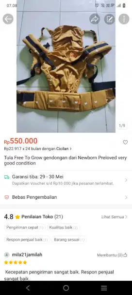 Gendongan impor Tula Free To Grow