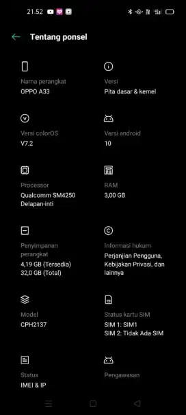 Oppo A33 ram 3/32