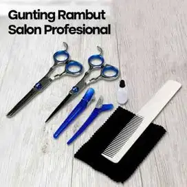 Gunting Rambut Salon Set 7in1 Buffing Stainlees Steel 4Cr13