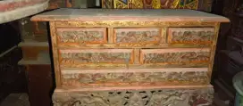 Meja laci Kayu Ukir Antik