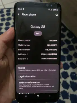 Samsung S8 4/64 minus shadow batangan