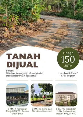 Dijual tanah di karangnongko, wiladeg, karangmojo, Gunungkidul