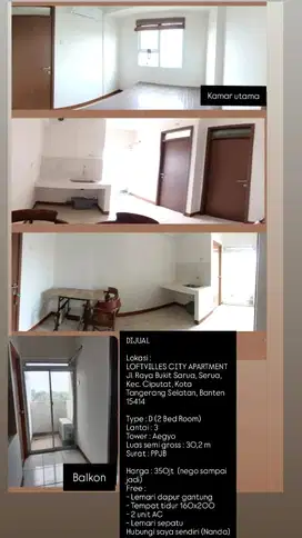 Dijual Apartement LOFTVLLES CITY ,Bukit Serua, Bintaro Area Sektor 7