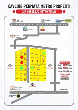 Tanah kavling siap bangun di 21A Yosorejo Metro Timur,Lampung