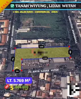 DIJUAL TANAH MURAH KOMERSIAL AREA LIDAH WETAN WIYUNG
