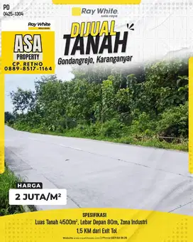 TANAH DIJUAL GONDANGREJO KRA