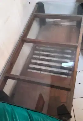 Meja kaca kayu jati