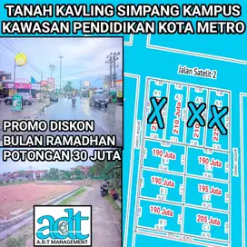 Tanah kavling komplek simpang kampus 15a, cocok untuk Kostan