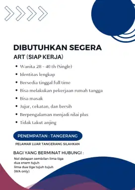 Dibutuhkan Segera ART