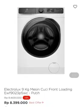 MESIN CUCI FRONT LOADING ELECTROLUX 9KG EWF9023P5WC