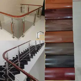 HANDLE/PEGANGAN KAYU TANGGA DAN BALKON AKSESORIS RAILING