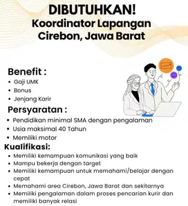 DIBUTUHKAN KOORDINATOR LAPANGAN KURIR