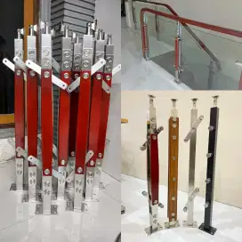 Tiang reling kaca pegangan railing pvc