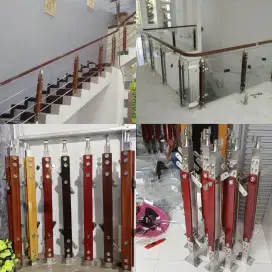 Tiang tangga stainles tiang reling kaca hand railing tangga pvc