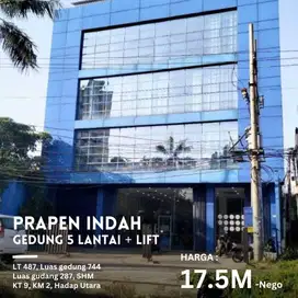 Dijual gedung 5 lantai + Lift di prapen indah