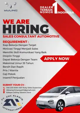 Dibutuhkan Sales Mobil Wuling