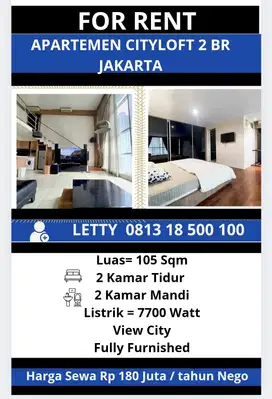 Disewakan Apartemen Cityloft  Jakarta Rp 180 juta /tahun Nego