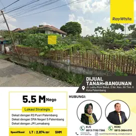 Dijual Cepat Tanah Bonus Bangunan di ilir Timu2 Palembang