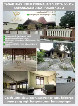 Tanah Luas 891 m² di Karangasem Solo – Cocok untuk Perumahan