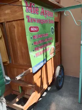 Gerobak mie ayam kayu jati dan perlengkapan lengkap