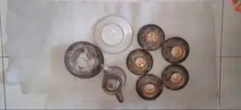 Teaset Antik 1pcs Teko, 5pcs Cangkir + Tatakan dan 5pcs Pisin.