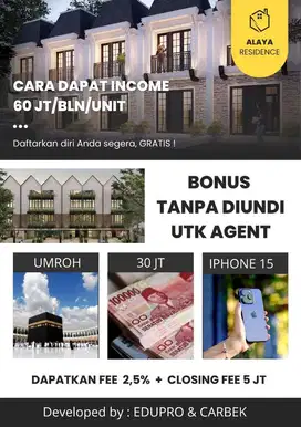 DICARI AGENT PROPERTY BONUS BESAR + BERKESEMPATAN MENJADI SALES INHOUS