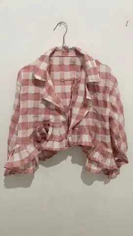 blouse outer crop pink